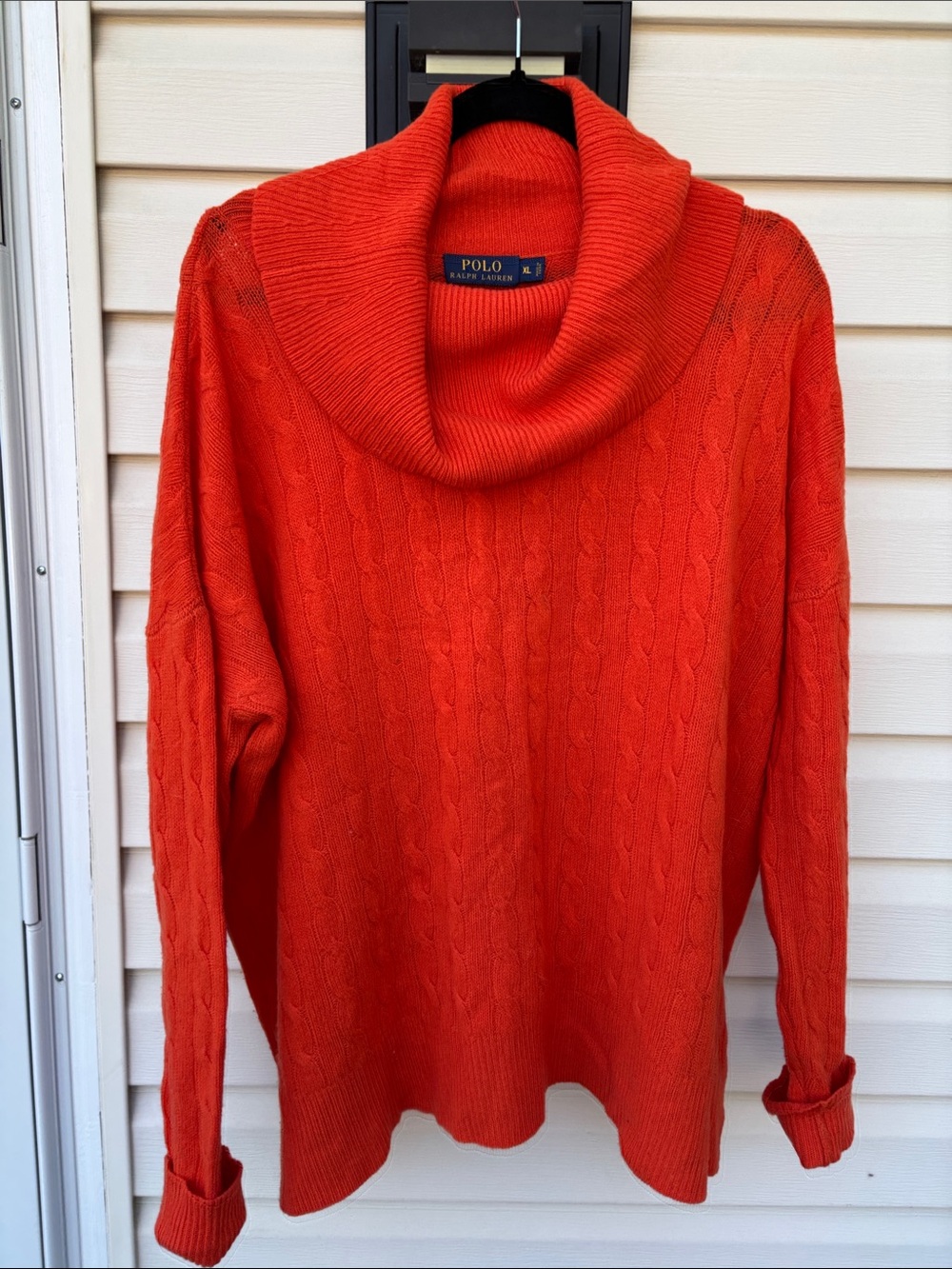 Polo Ralph Lauren Orange Cable Cowl Neck Merino Wool /Cashmere Sweater-XL